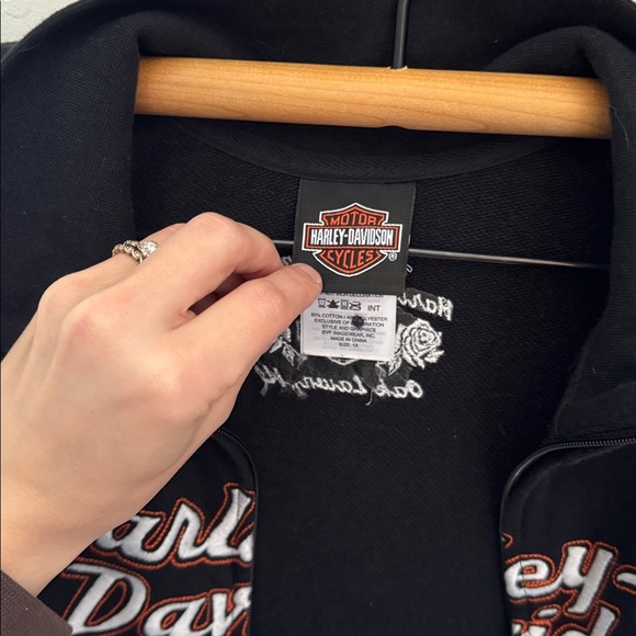 Harley Davidson Zip Up Sweatshirt Short Sleeve Women's Small Oak Lawn IL 1X - Picture 3 of 7